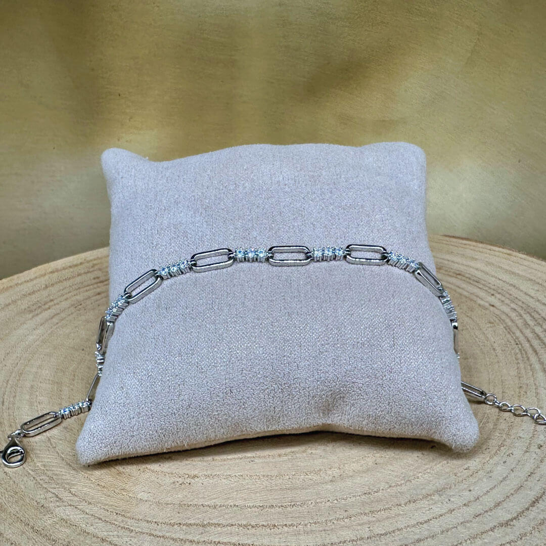 Crystal & 925 Sterling Silver Collection Adjustable Link Bracelete