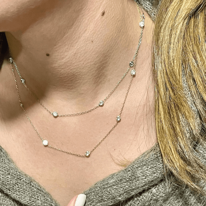 925 Sterling Silver & Crystal Chain Size Length 16"