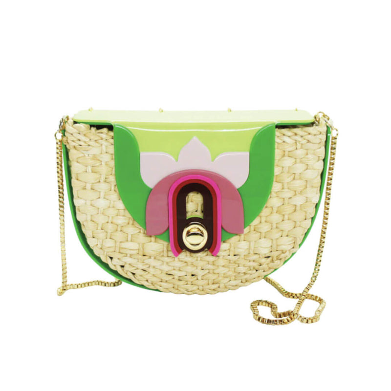 Gissa Brazilian Handcrafted Acrylic & Raffia Design Bag