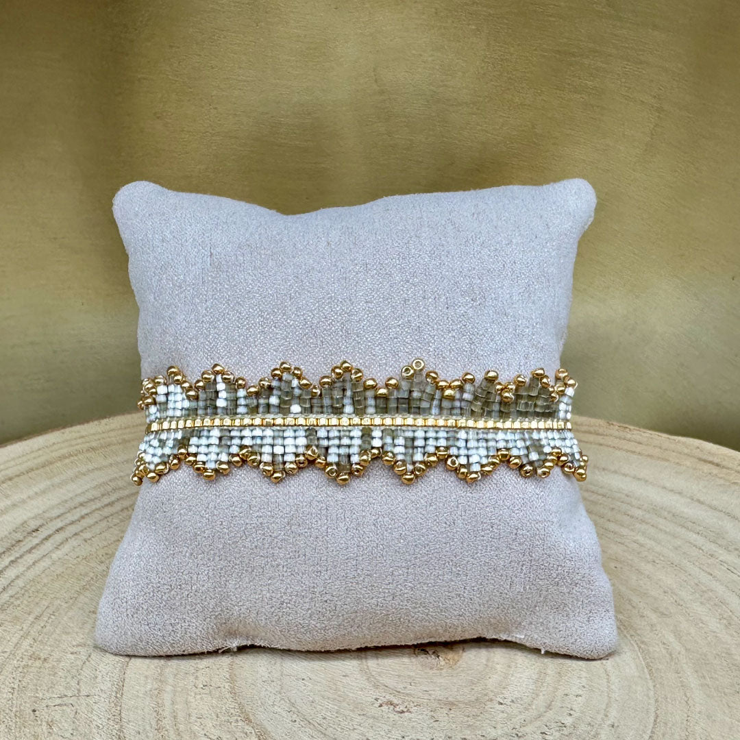 Miyuki Beaded Adjustable Olive & Golden Color Bracelet