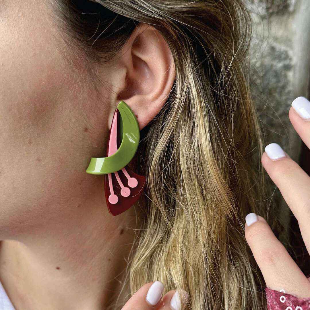 Brazilian Gissa Acrylic Medium Size Post Earrings