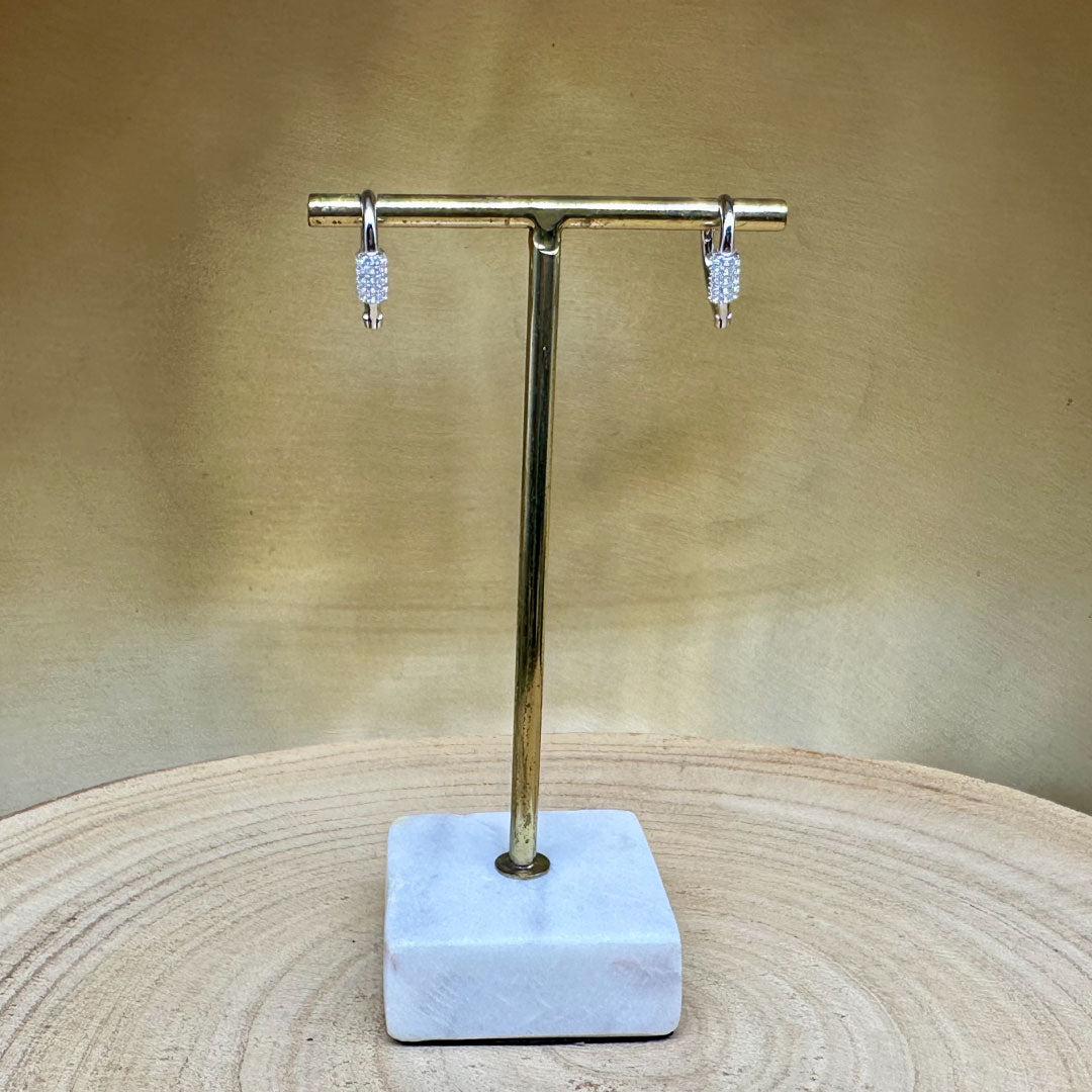 Crystal & 925 Silver Heart Shape Huggies/ Earrings