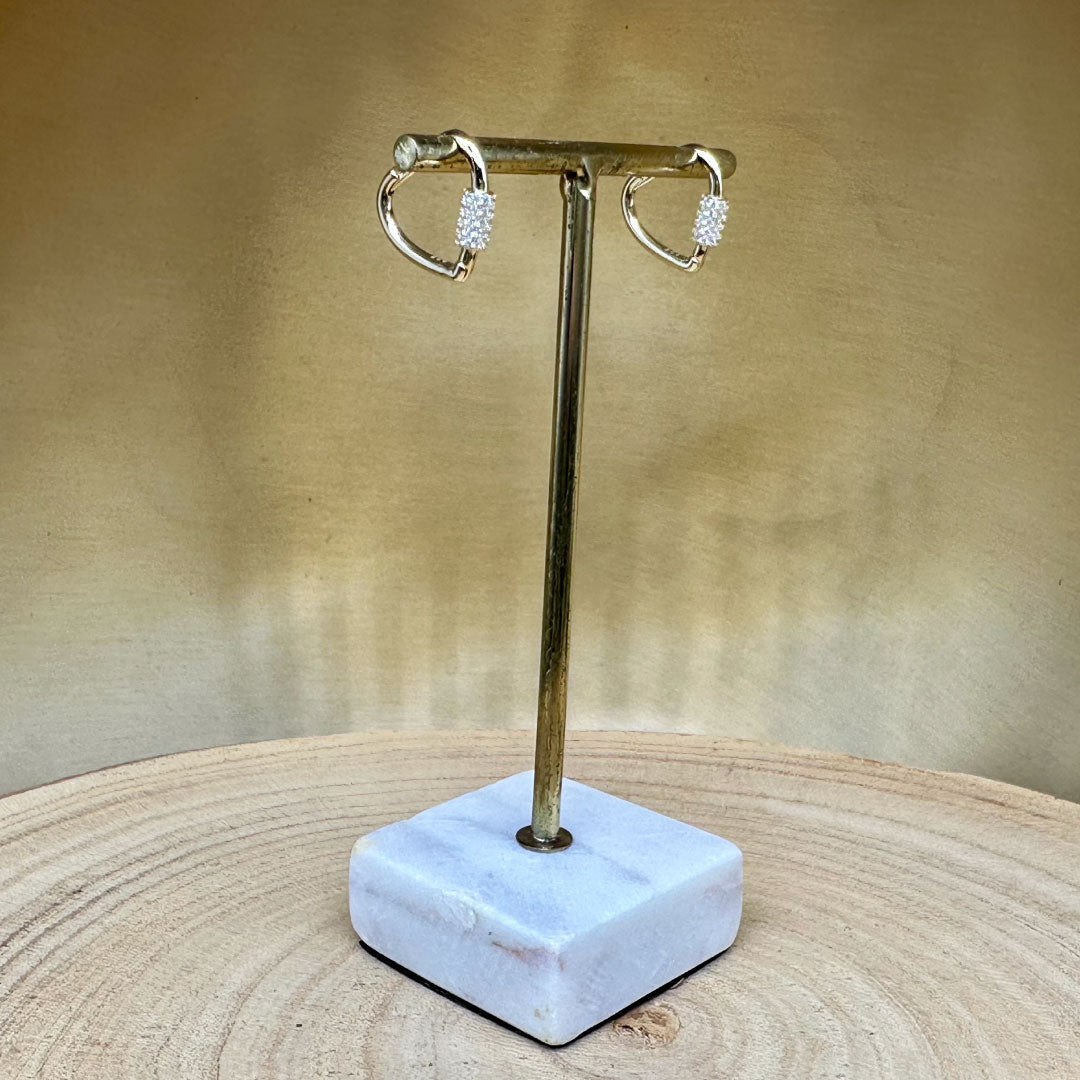 Crystal & 925 Silver Heart Shape Huggies/ Earrings