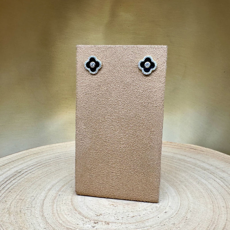 Crystal & 925 Silver "Clover" Style Post Earrings