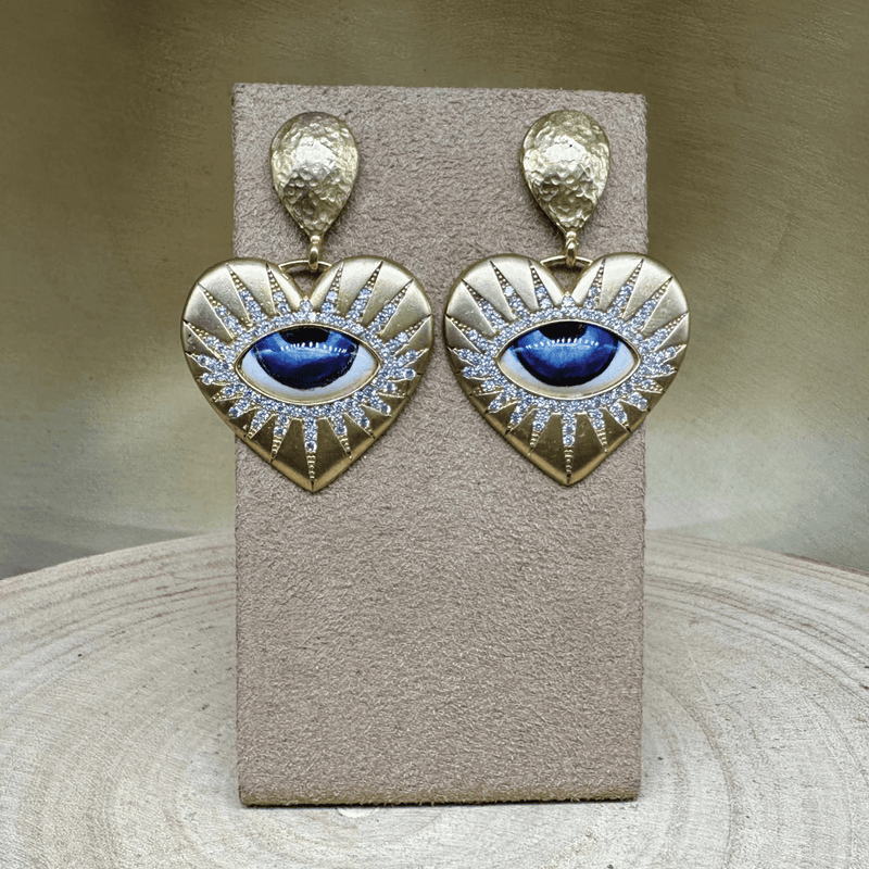Turkish Design Evil Eye Enamel & Crystal Fashion Jewelry Dangle Post Earrings
