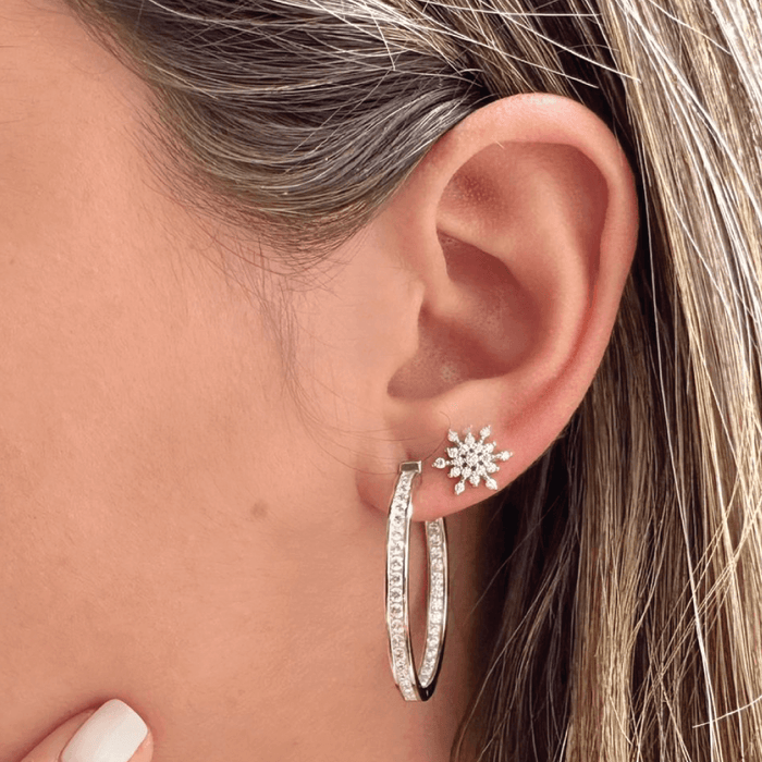 Crystal & 925 Sterling Silver "Snowflake" Post Earrings
