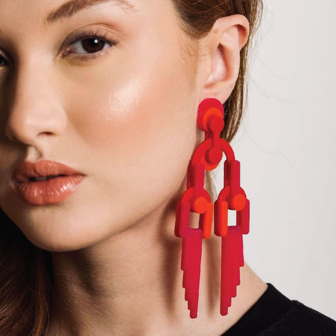 Gissa Brazilian Elongated Dangle  Acrylic Post Earrings