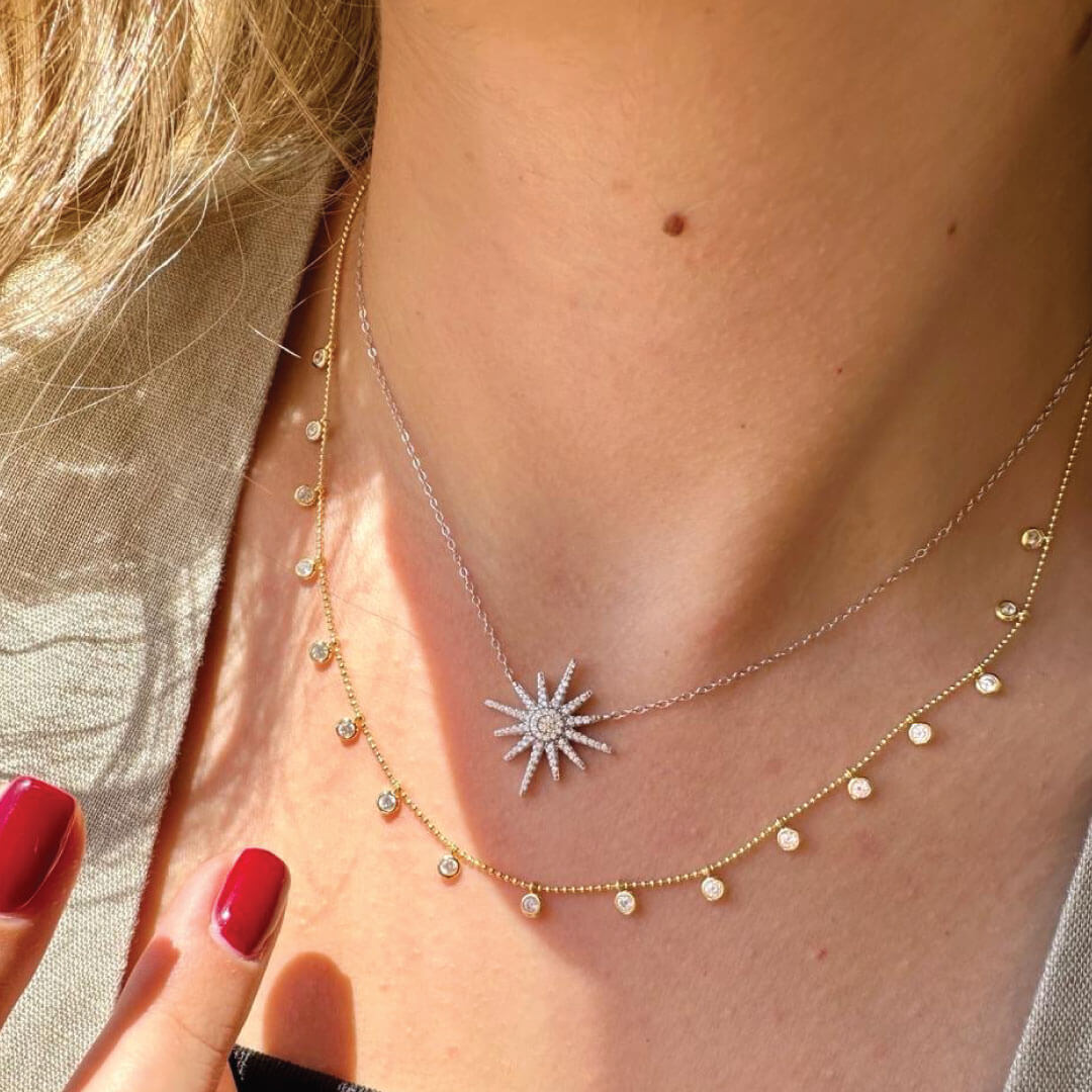 925 Sterling Silver & Crystal Charms Adjustable Chain Length 16"- 18 inches