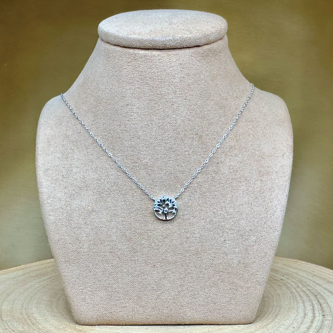 925 Sterling Silver & Crystals "Tree of Life" Adjustable Chain Length 16"- 18"