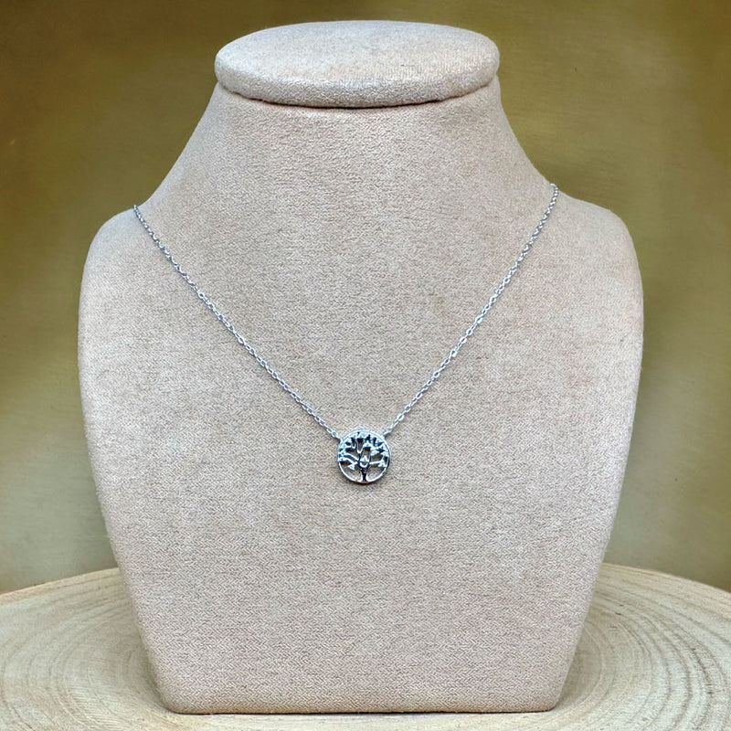 925 Sterling Silver & Crystals "Tree of Life" Adjustable Chain Length 16"- 18"