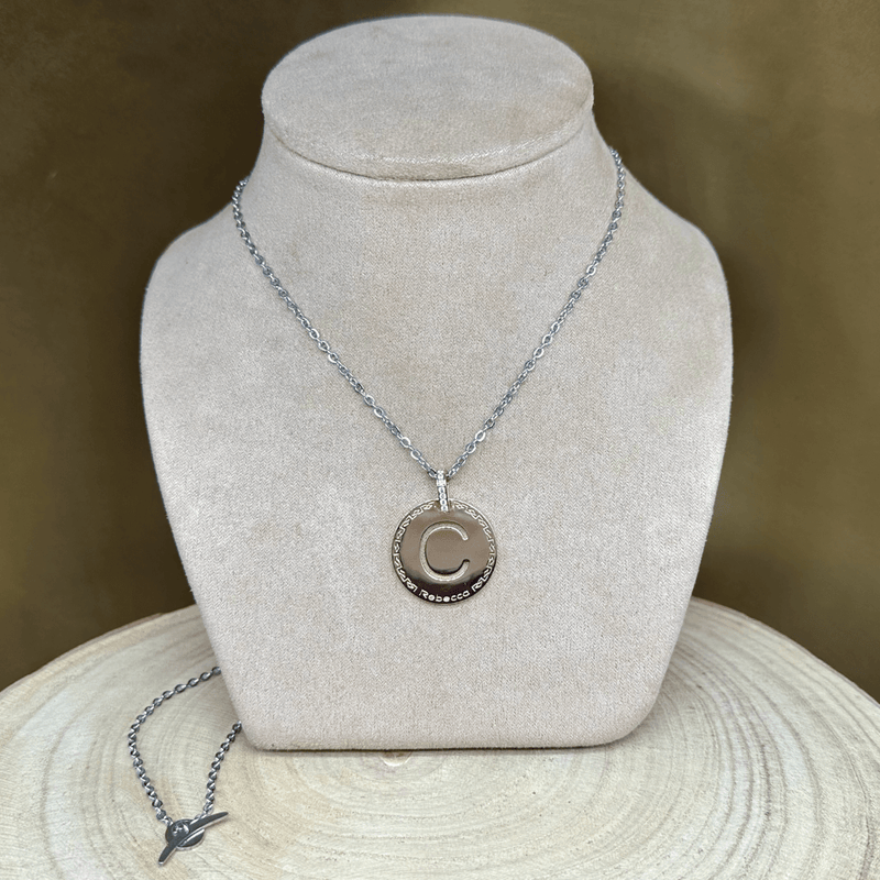 Rebecca Italian Design Bronze & 24k Gold Plated Long 34" Rose Initial Pendant Necklace