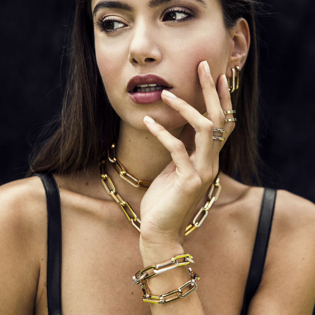 Rebecca Italian Design Bronze & 24k Gold Plated "Single Paper Clip Style" Post Earrings