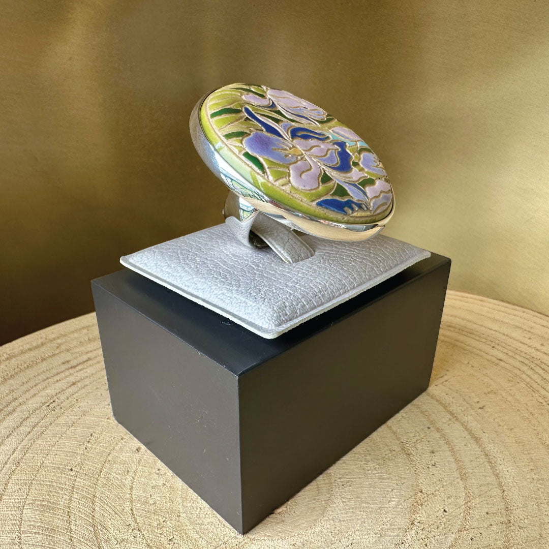 Agot Costa Rican Design Handcrafted Sterling Silver 925 & Handmade Flower Ceramic Ring Size 7.25