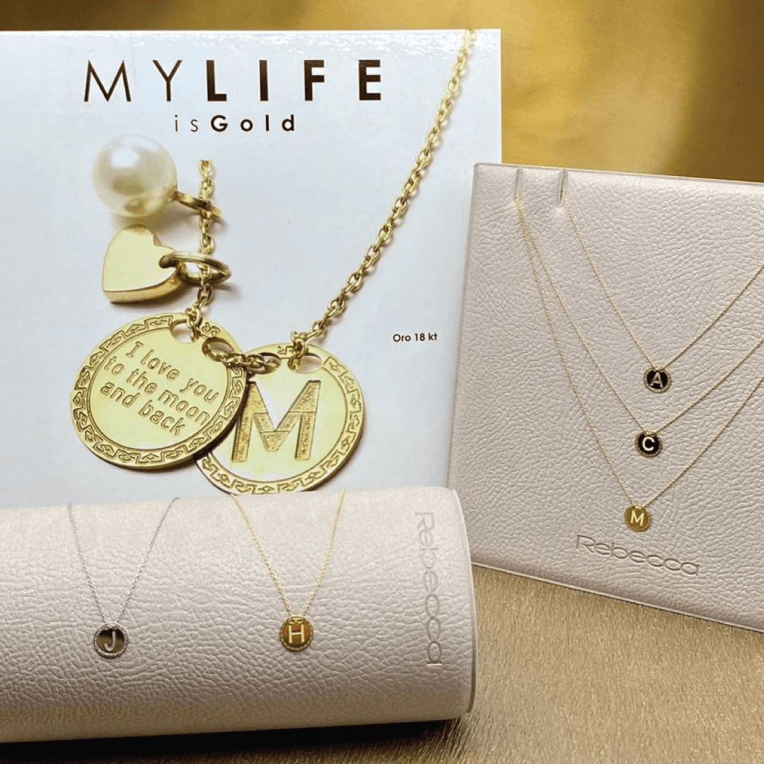 Rebecca Italian Design 18k Gold My Life - Initial Pendant Necklace Chain 16.5"