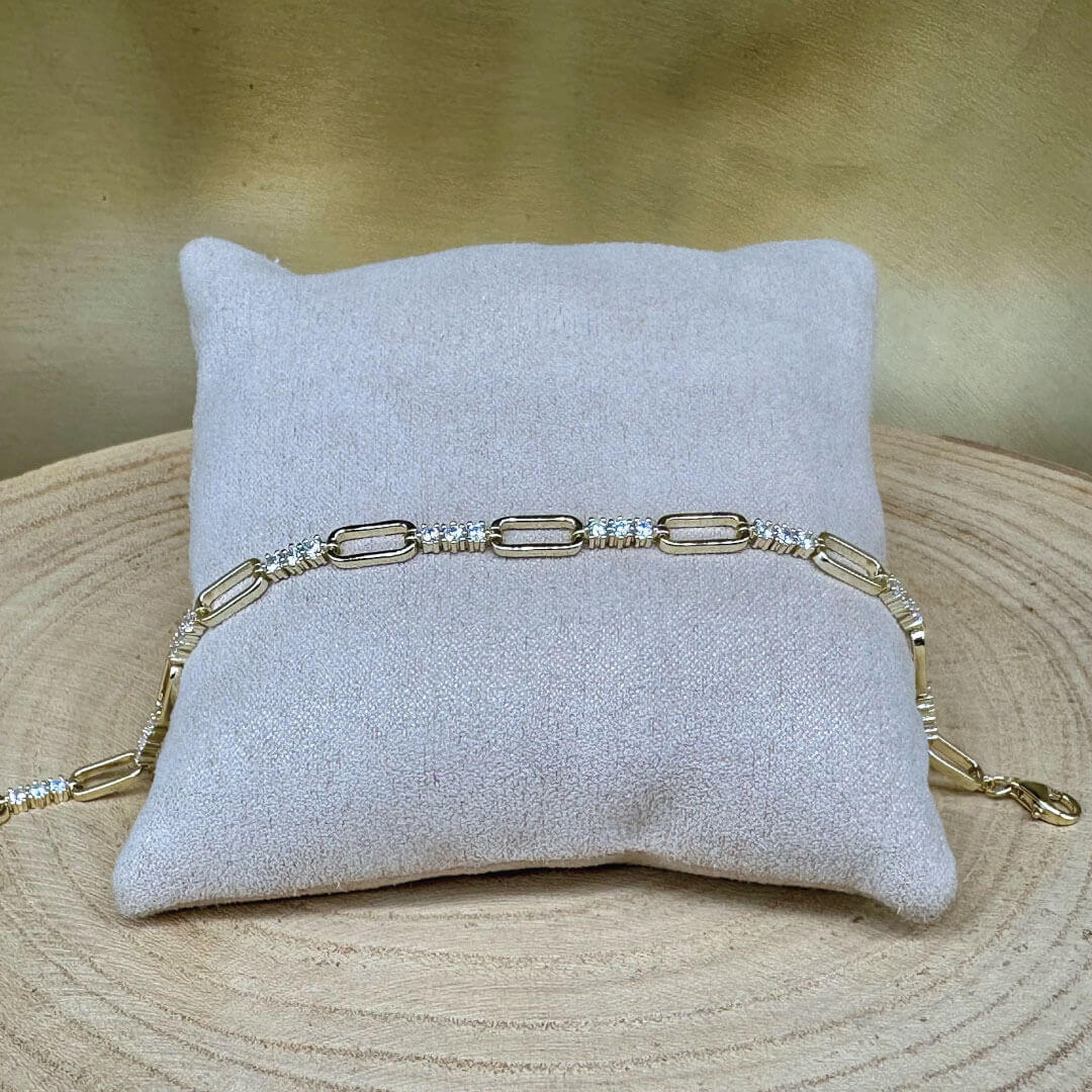 Crystal & 925 Sterling Silver Collection Adjustable Link Bracelete