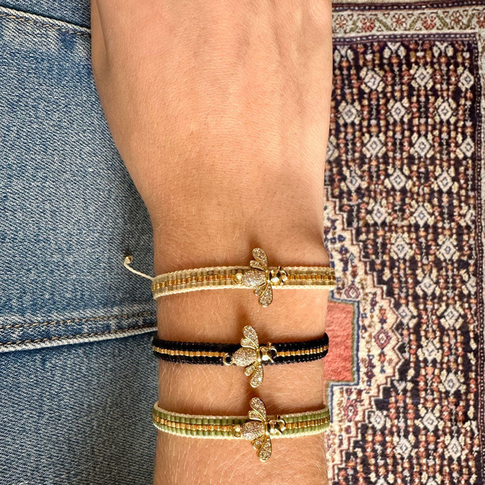 Miyuki Beaded Adjustable "Crystal BEE" Bracelet
