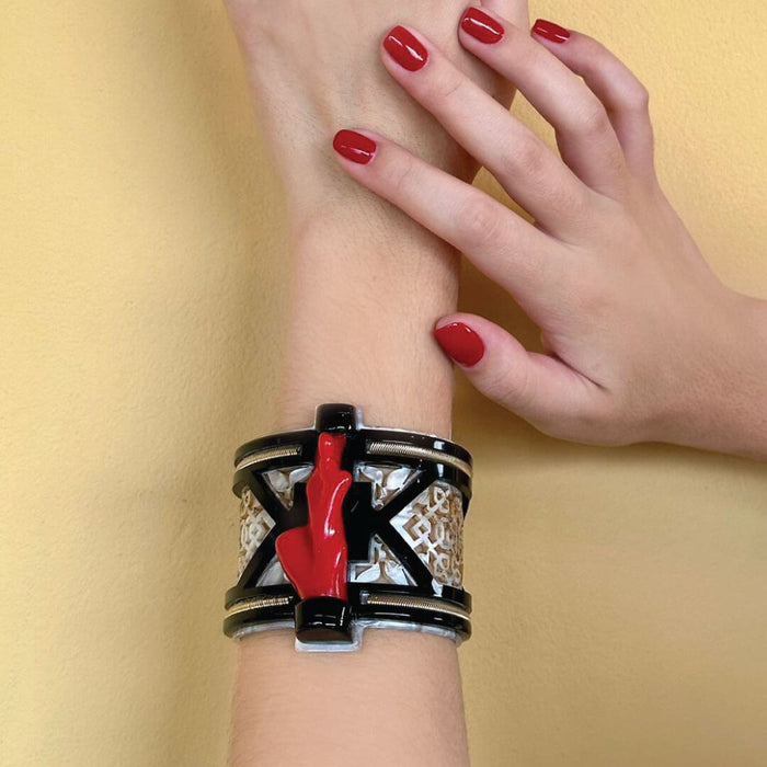 Gissa Handcrafted Acrylic Coral Design Cuff Bracelet