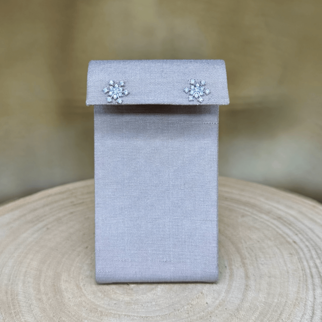 Crystal & 925 Sterling Silver "Snowflake" Post Earrings