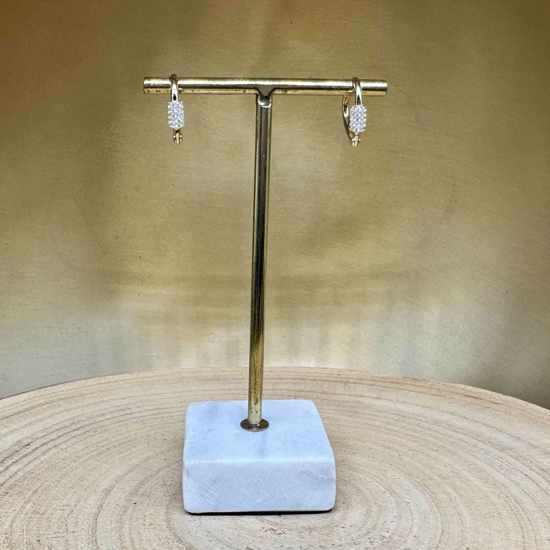 Crystal & 925 Silver Heart Shape Huggies/ Earrings