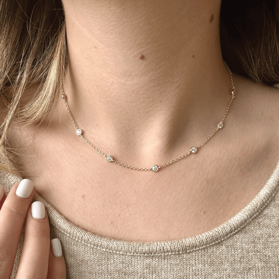 925 Sterling Silver & Crystal Chain Size Length 16"