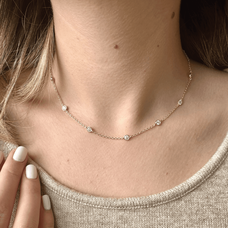 925 Sterling Silver & Crystal Chain Size Length 16"