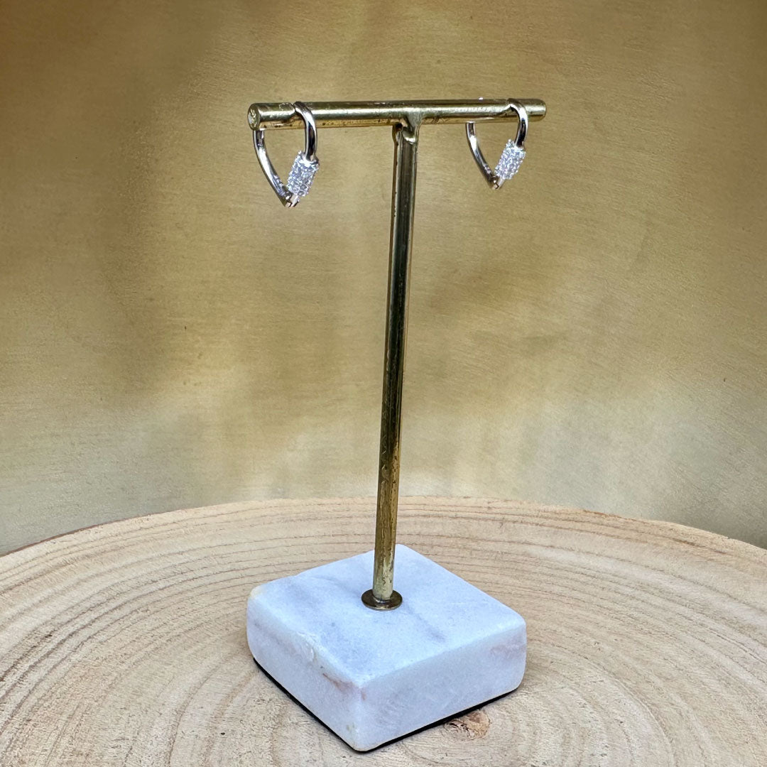 Crystal & 925 Silver Heart Shape Huggies/ Earrings