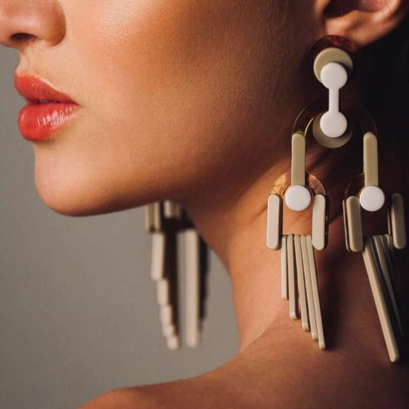 Gissa Brazilian Elongated Dangle  Acrylic Post Earrings