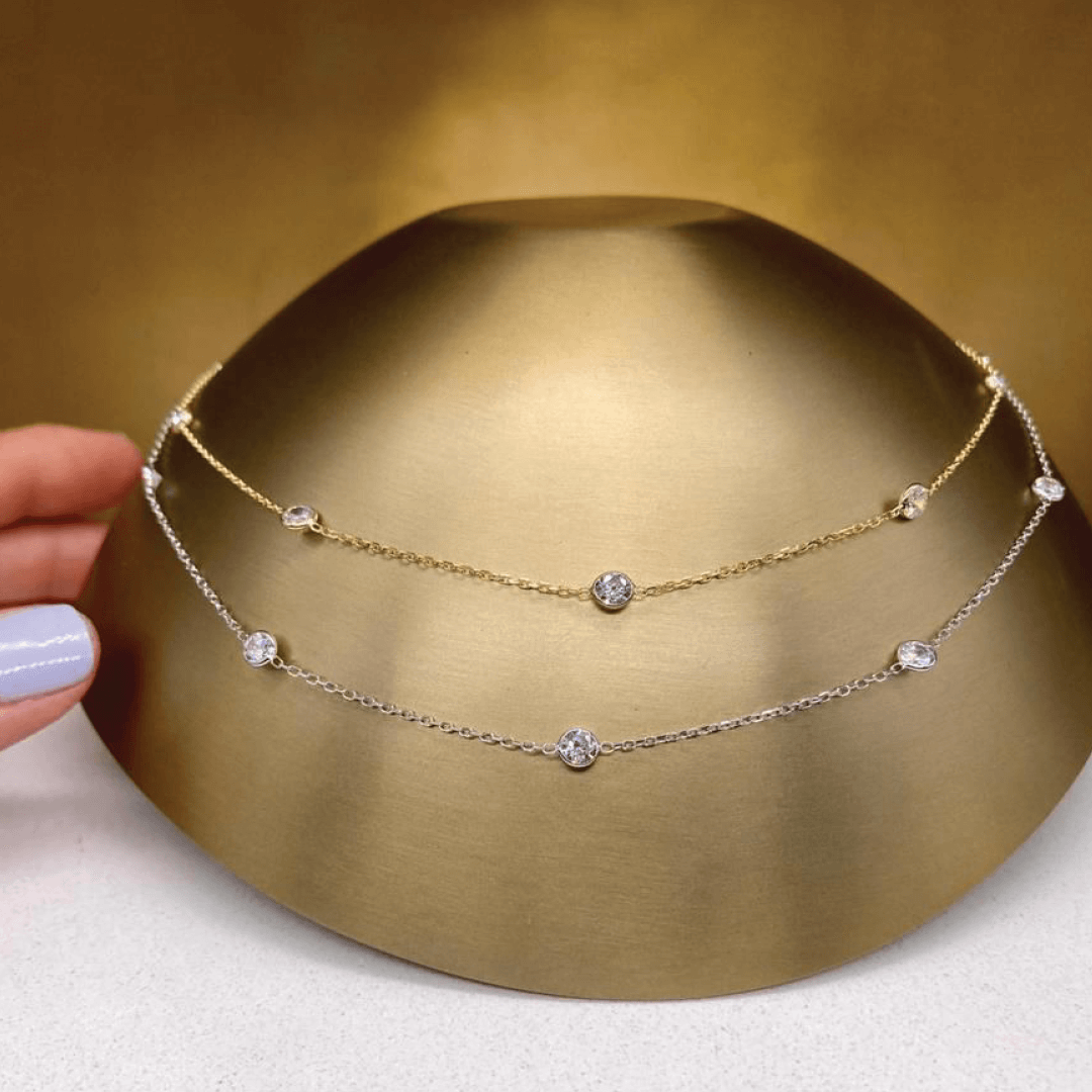 925 Sterling Silver & Crystal Chain Size Length 16"