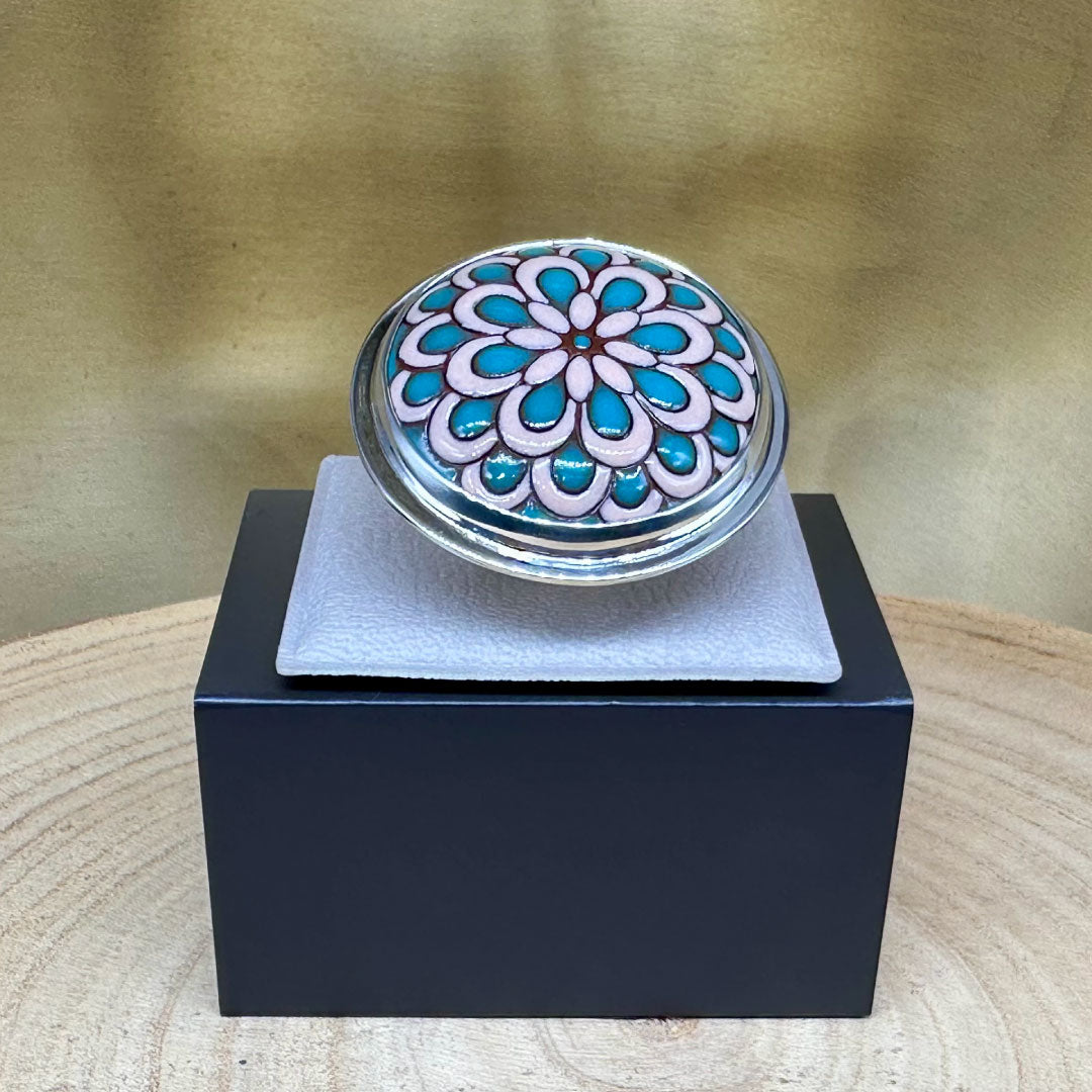 Agot Costa Rican Design Handcrafted Sterling Silver 925 & Handmade "Mandala" Ceramic Ring