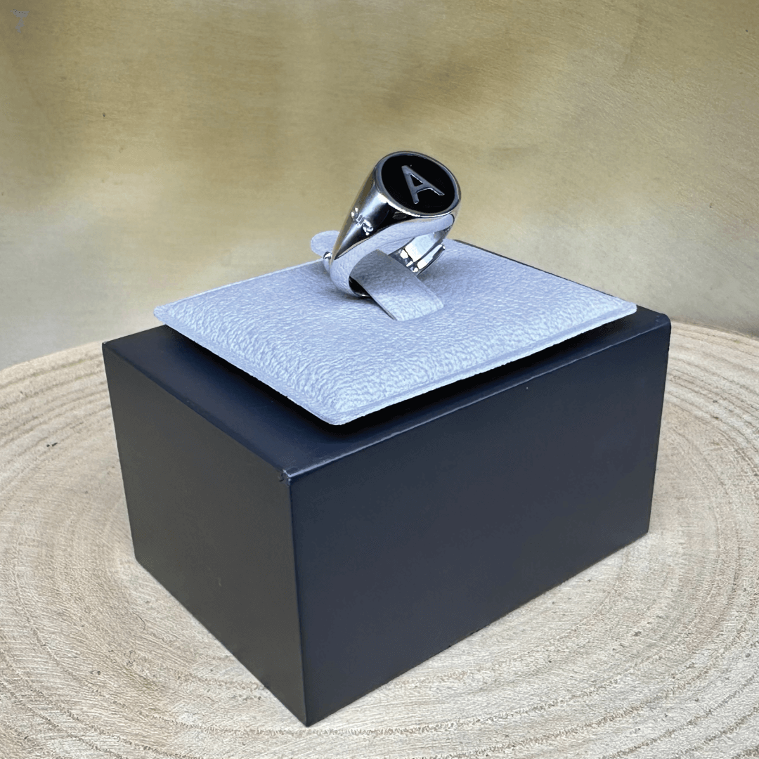 Rebecca Italian Design Bronze & Black Enamel Initial Adjustable Ring Size 6.5