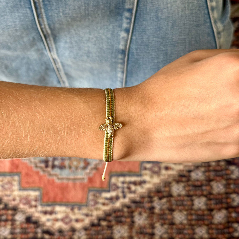 Miyuki Beaded Adjustable "Crystal BEE" Bracelet