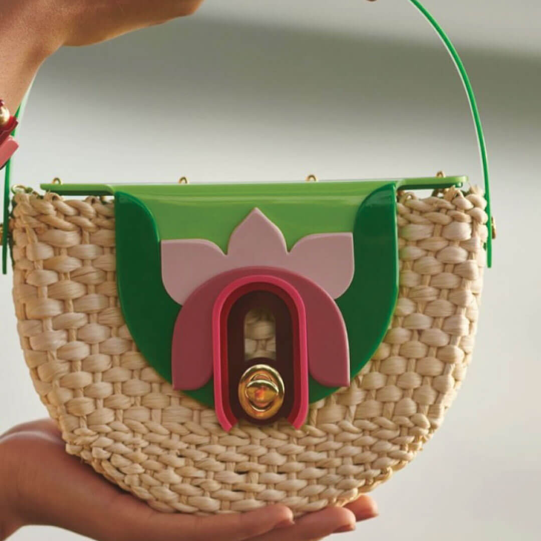 Gissa Brazilian Handcrafted Acrylic & Raffia Design Bag