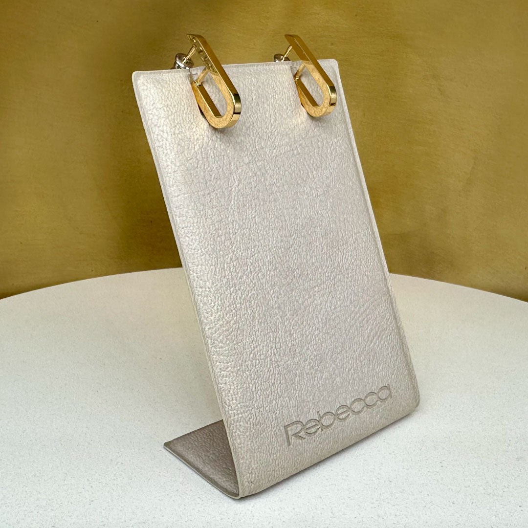 Rebecca Italian Design Bronze & 24k Gold Plated "Single Paper Clip Style" Post Earrings