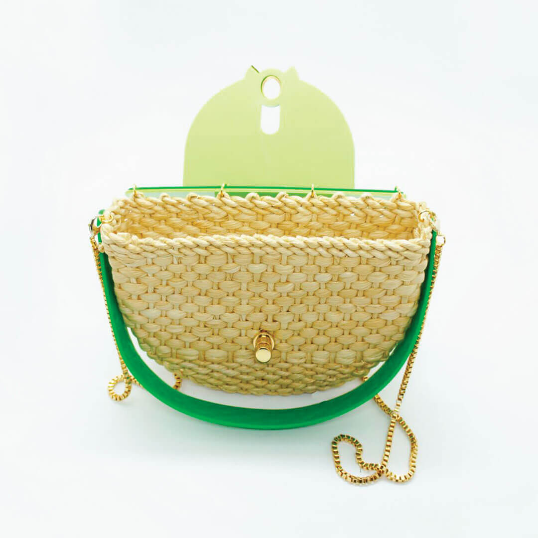 Gissa Brazilian Handcrafted Acrylic & Raffia Design Bag