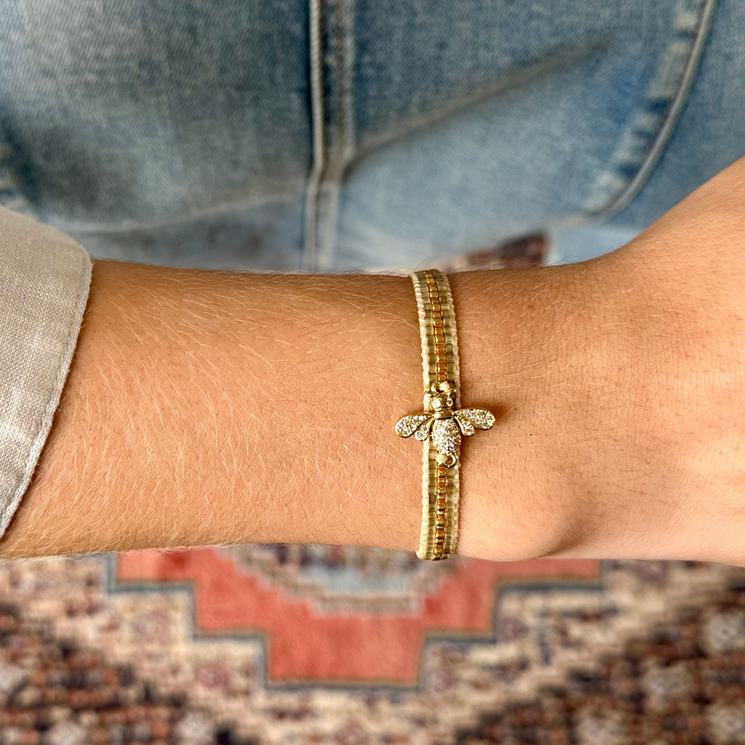 Miyuki Beaded Adjustable "Crystal BEE" Bracelet