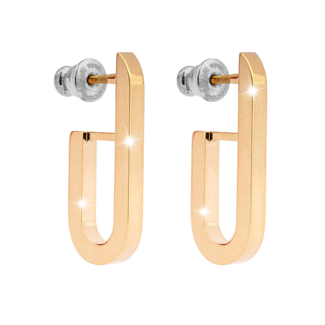 Rebecca Italian Design Bronze & 24k Gold Plated "Single Paper Clip Style" Post Earrings