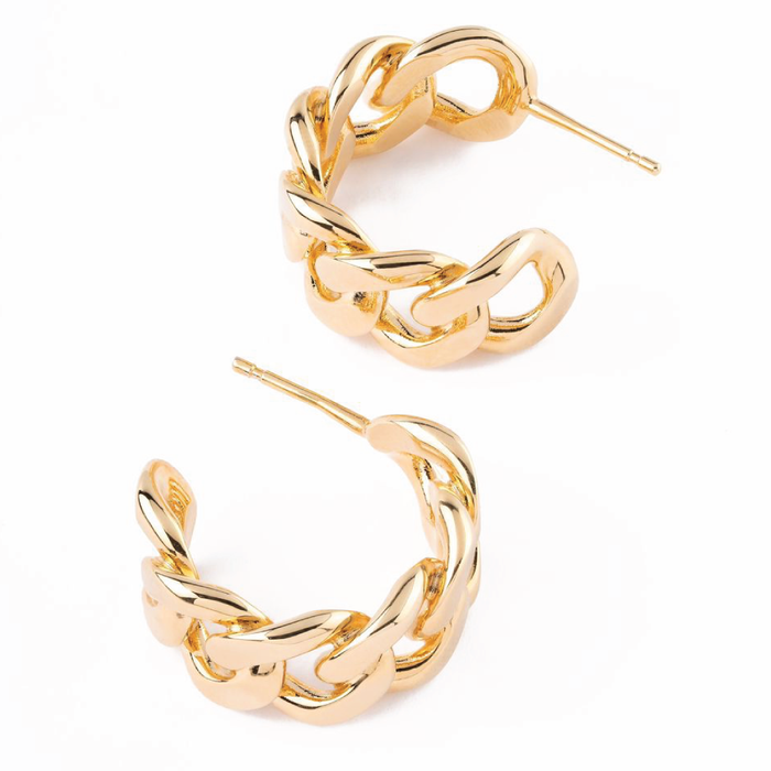 Rebecca Italian Design Bronze & 24k Yellow Gold Plated Hoop Earrings