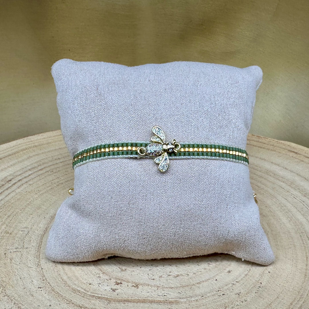 Miyuki Beaded Adjustable "Crystal BEE" Bracelet