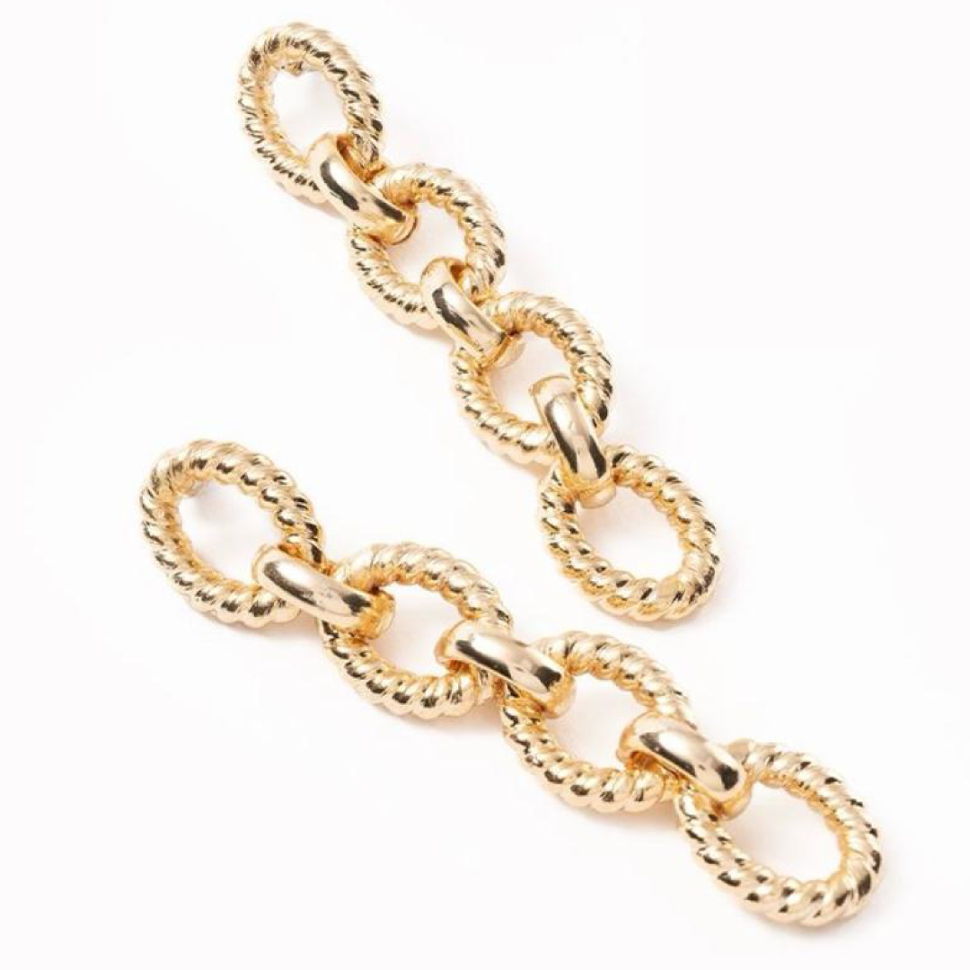Rebecca Italian Design Bronze & 24k Yellow Gold Plated  "lightweight links"Post Earrings measuring 3.5 inches in length