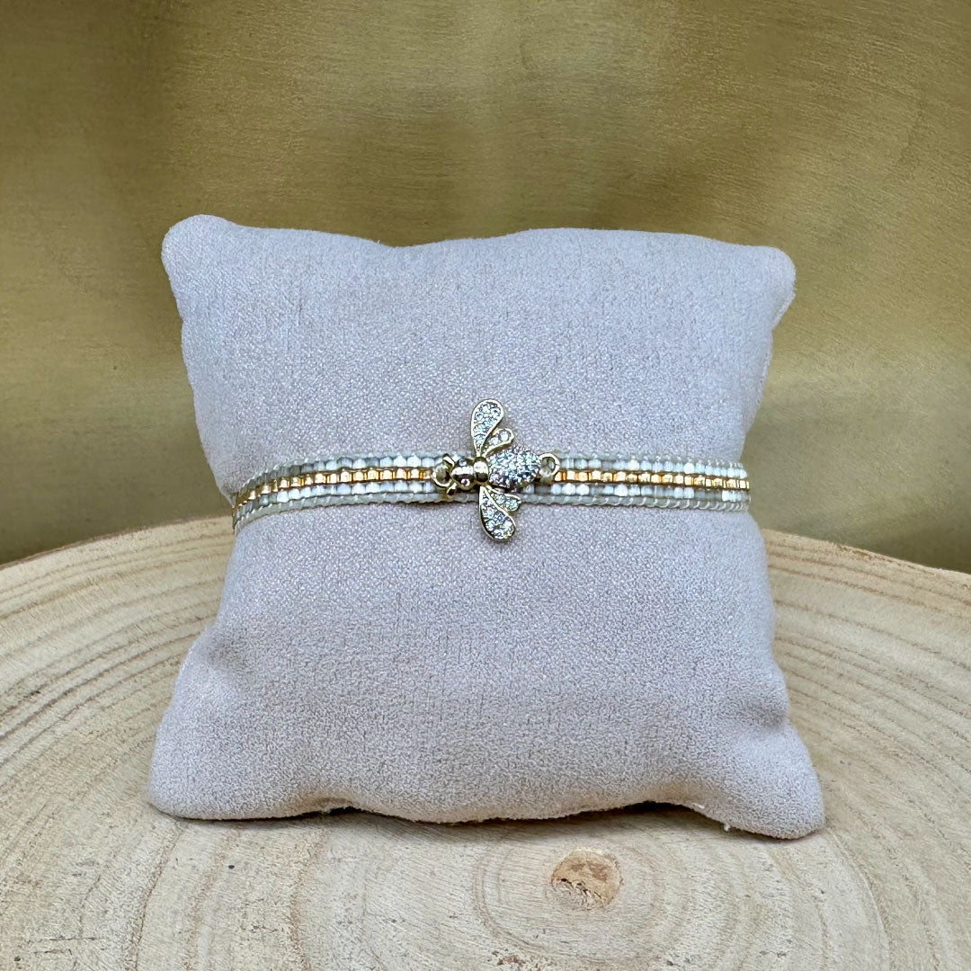 Miyuki Beaded Adjustable "Crystal BEE" Bracelet