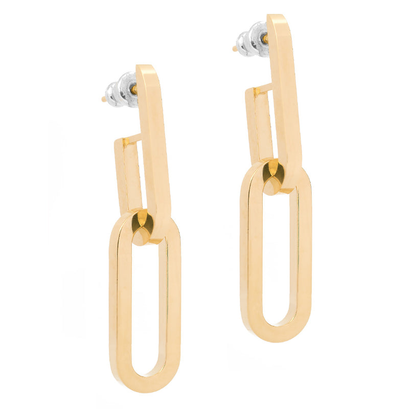 Rebecca Italian Design Bronze & 24k Gold Plated "Double Paper Clip Style" Post Earrings