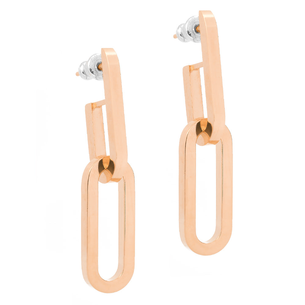 Rebecca Italian Design Bronze & 24k Gold Plated "Double Paper Clip Style" Post Earrings