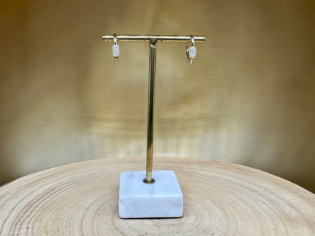 Crystal & 925 Silver Heart Shape Huggies/ Earrings