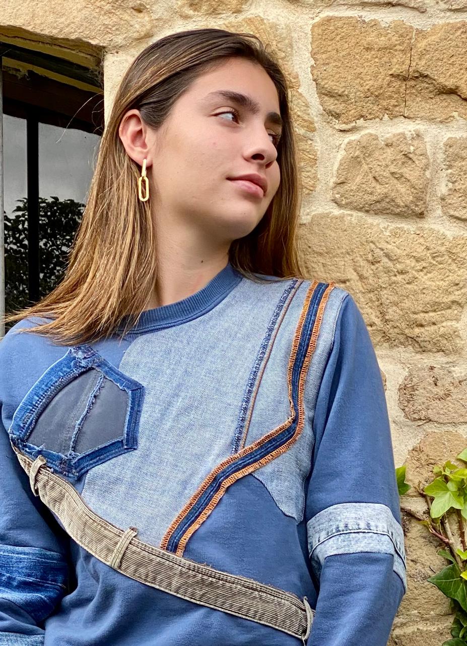 Rebecca Italian Design Bronze & 24k Gold Plated "Double Paper Clip Style" Post Earrings