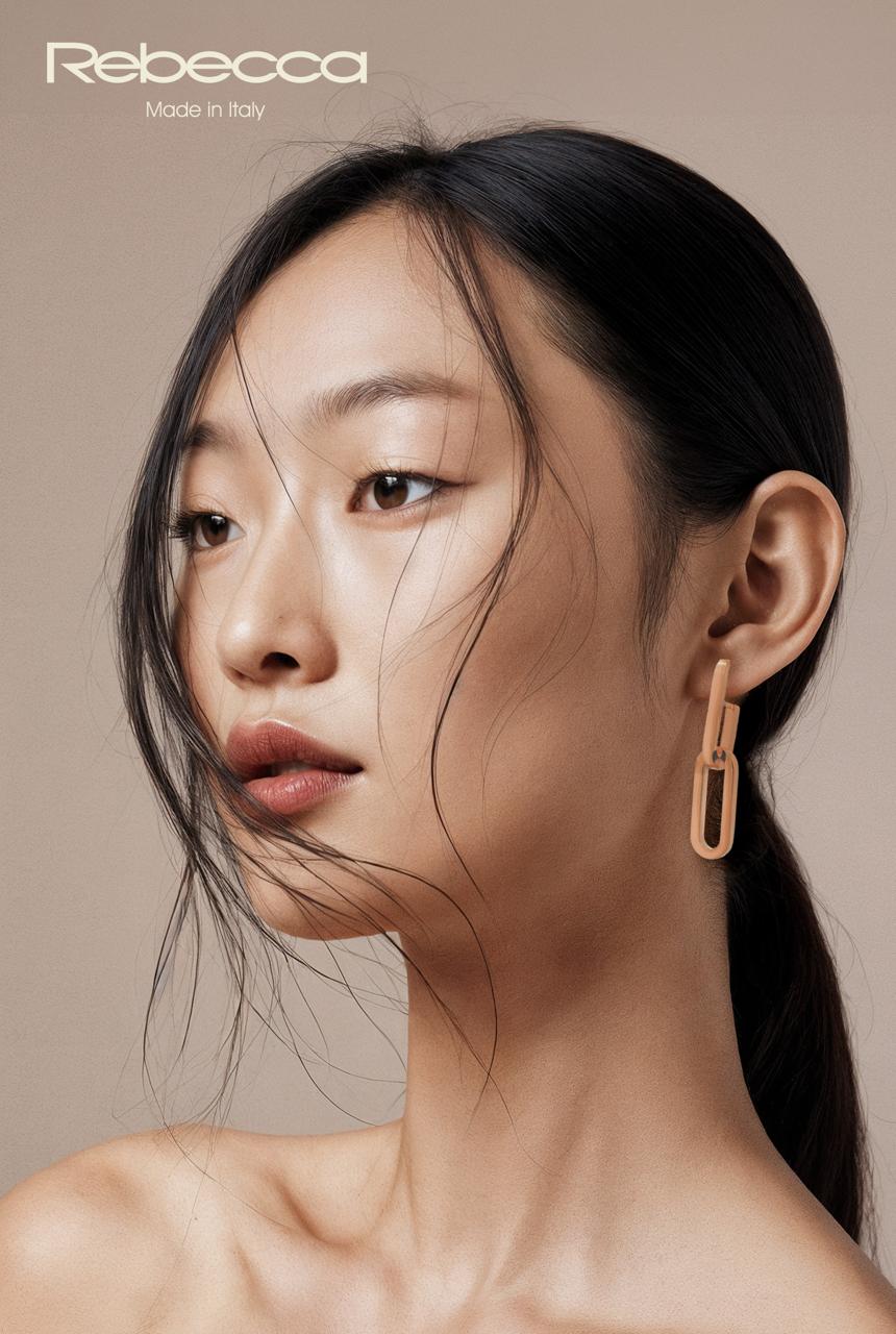 Rebecca Italian Design Bronze & 24k Gold Plated "Double Paper Clip Style" Post Earrings