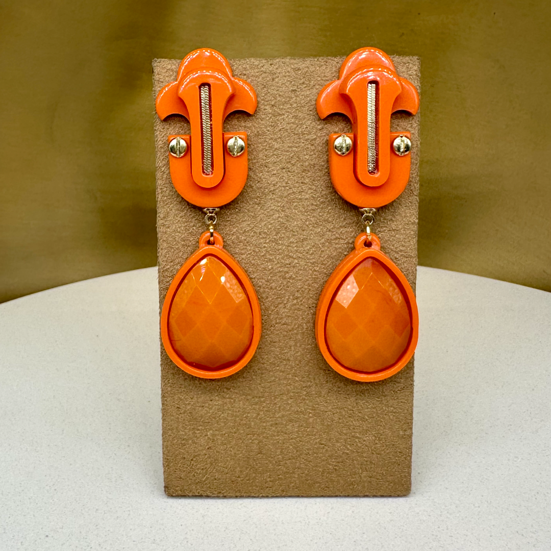 Gissa Brazilian Acrylic Design Dangle Post Earrings