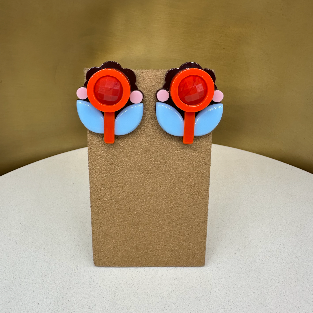 Gissa Brazilian Acrylic Design Post Earrings