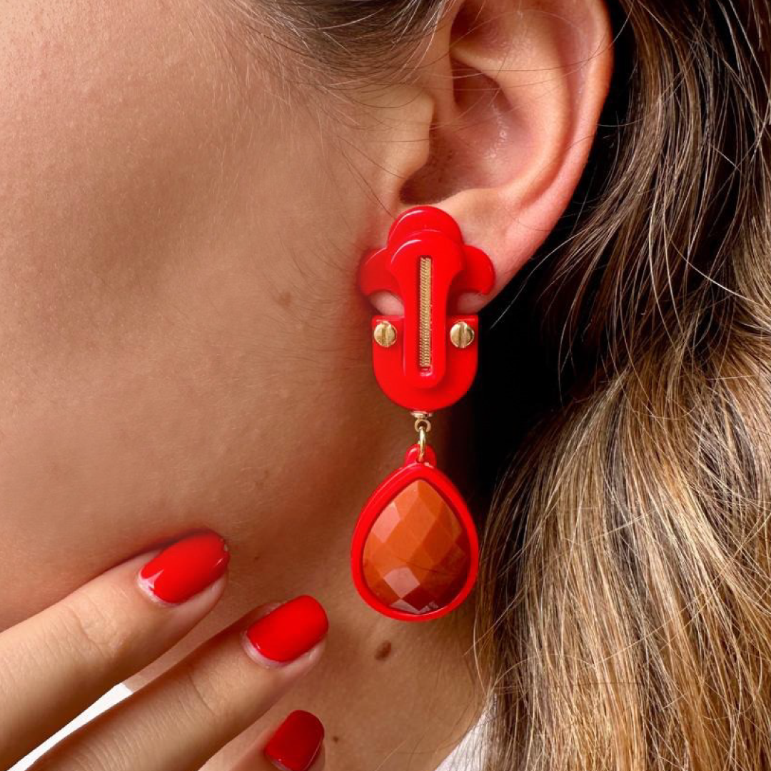 Gissa Brazilian Acrylic Design Dangle Post Earrings
