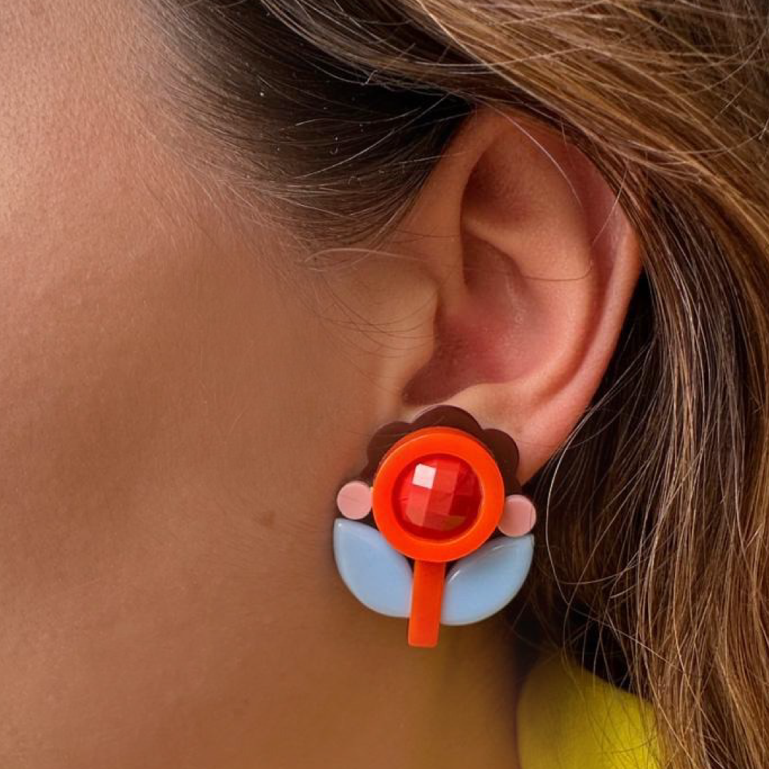 Gissa Brazilian Acrylic Design Post Earrings