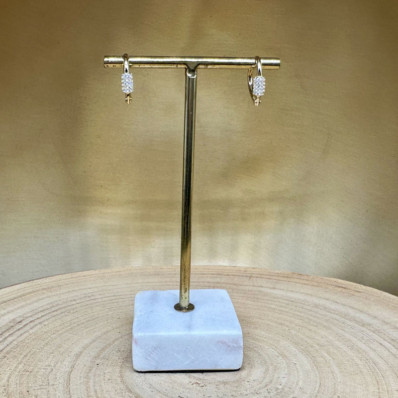 Crystal & 925 Silver Heart Shape Huggies/ Earrings